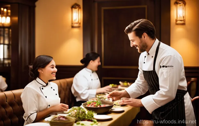 양식조리사로 일하면서 가장 보람찼던 순간 - **Prompt:** A heartwarming scene set in an elegant yet cozy restaurant dining area. A male Western c...