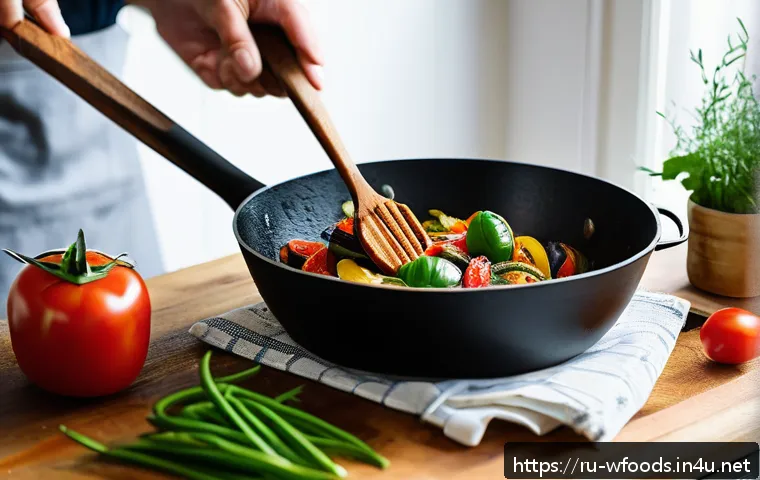양식조리와 비건 요리의 연계성 - A vibrant kitchen scene showcasing a chef preparing a traditional ratatouille with a modern plant-ba...
